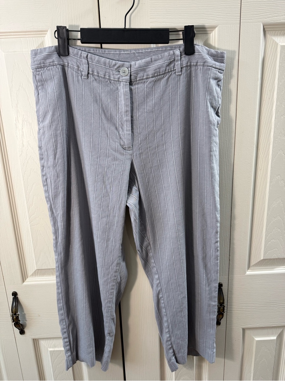 J.Jill Linen Stretch Cropped Pinstripe Pants Gray Womens Size 14P